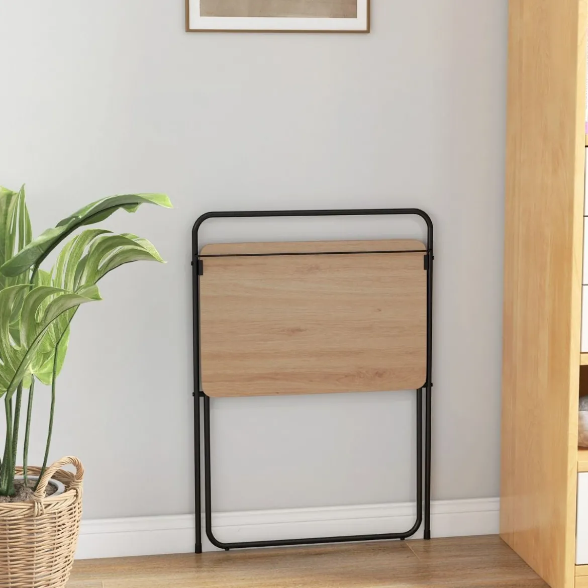 Klappbarer Computertisch mit Tablethalterung Kompakter Schreibtisch 64 x 43 x 80 cm Natur