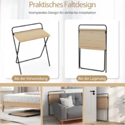 Klappbarer Computertisch mit Tablethalterung Kompakter Schreibtisch 64 x 43 x 80 cm Natur
