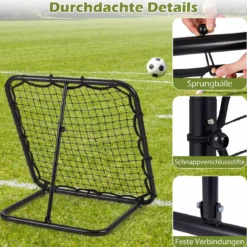 Klappbarer Fußball Rebounder mit 4 Verstellbarem Winkel Rückprallwand Rebound Netz