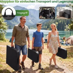 Klappbarer Gartentisch in Rattanoptik mit HDPE-Tischplatte & Tragegriff Campingtisch