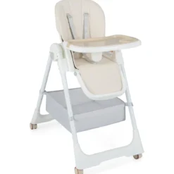Klappbarer Hochstuhl mit Liegefunktion & Abnehmbarem Doppeltablett Beige