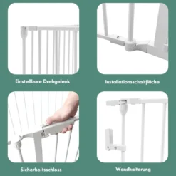 Klappbarer Kaminschutzgitter mit Sicherheitstür & Wandhalterung Metall Laufgitter Ofenschutzgitter
