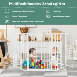 Klappbarer Kaminschutzgitter mit Sicherheitstür & Wandhalterung Metall Laufgitter Ofenschutzgitter
