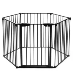 Klappbarer Kaminschutzgitter mit Sicherheitstür & Wandhalterung Metall Laufgitter Ofenschutzgitter