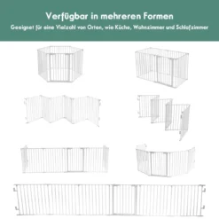 Klappbarer Kaminschutzgitter mit Sicherheitstür & Wandhalterung Metall Laufgitter Ofenschutzgitter