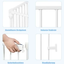 Klappbarer Kaminschutzgitter mit Sicherheitstür & Wandhalterung Metall Laufgitter Ofenschutzgitter