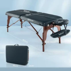Klappbarer Massagetisch mit Tragekoffer 9-stufig verstellbares Massagebett 210 x 70 x 64,5–90 cm Marineblau