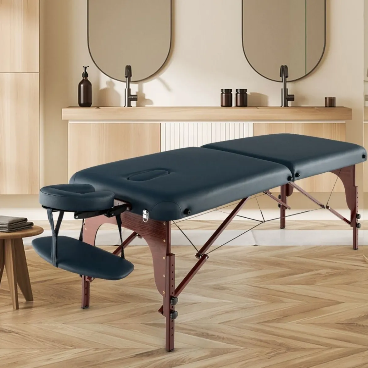 Klappbarer Massagetisch mit Tragekoffer 9-stufig verstellbares Massagebett 210 x 70 x 64,5–90 cm Marineblau