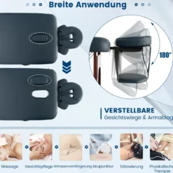 Klappbarer Massagetisch mit Tragekoffer 9-stufig verstellbares Massagebett 210 x 70 x 64,5–90 cm Marineblau