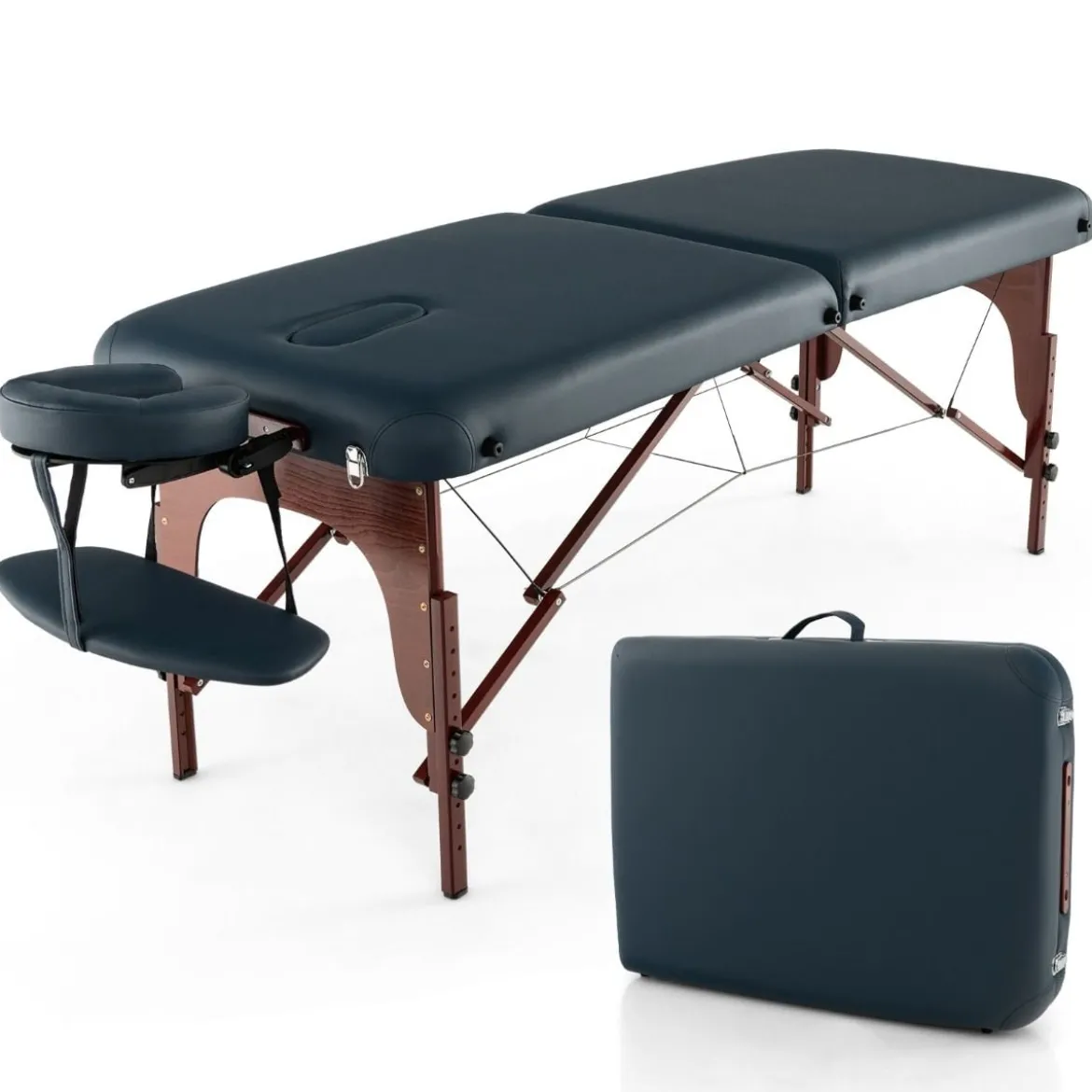 Klappbarer Massagetisch mit Tragekoffer 9-stufig verstellbares Massagebett 210 x 70 x 64,5–90 cm Marineblau