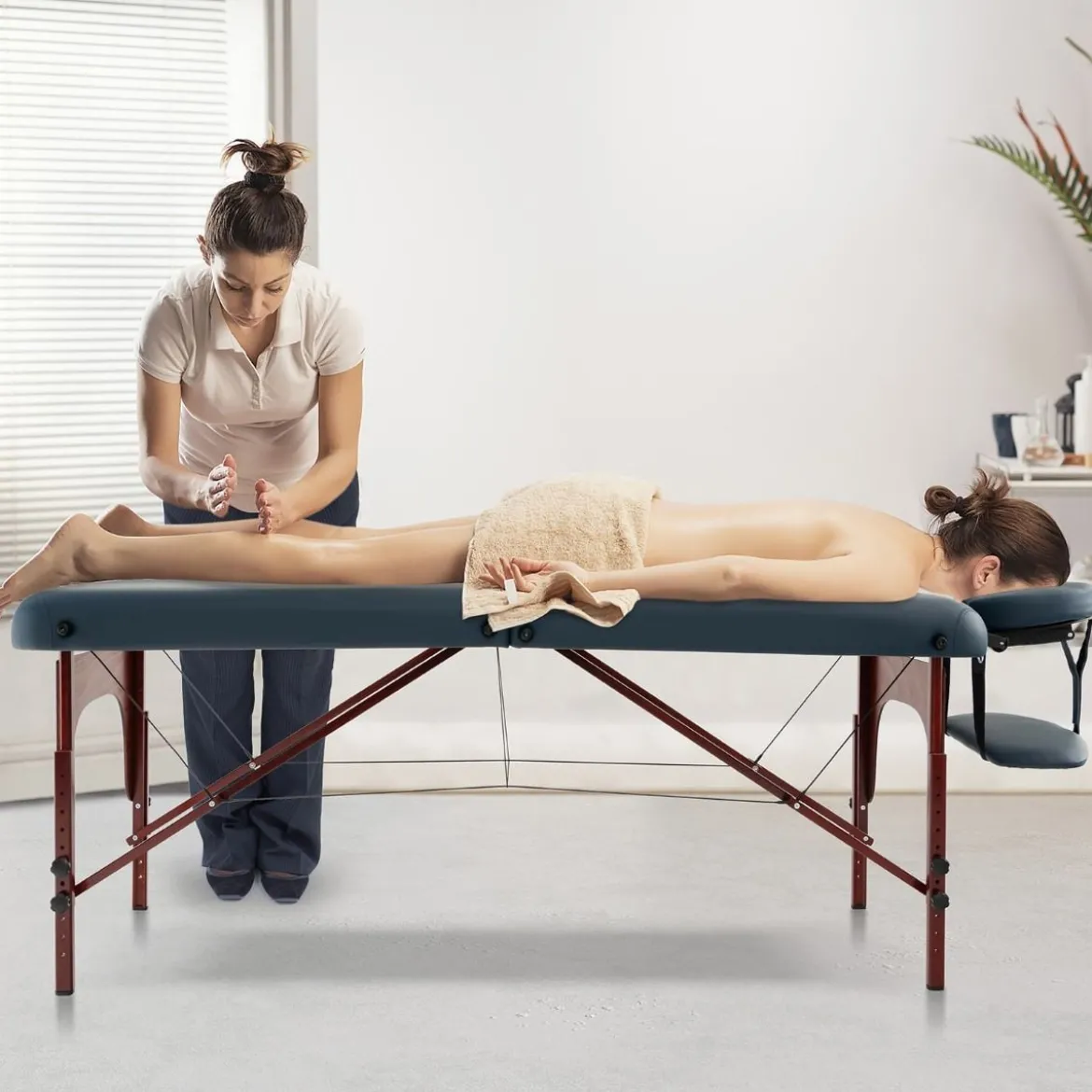 Klappbarer Massagetisch mit Tragekoffer 9-stufig verstellbares Massagebett 210 x 70 x 64,5–90 cm Marineblau
