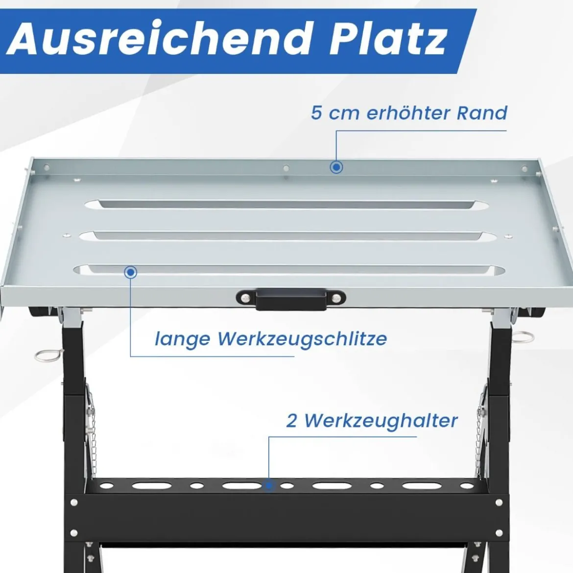 Klappbarer Mobiler Schweißtisch mit 4 Einstellbaren Höhen & Winkelangaben Arbeitstisch