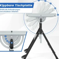 Klappbarer Mobiler Schweißtisch mit 4 Einstellbaren Höhen & Winkelangaben Arbeitstisch