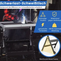 Klappbarer Mobiler Schweißtisch mit 4 Einstellbaren Höhen & Winkelangaben Arbeitstisch