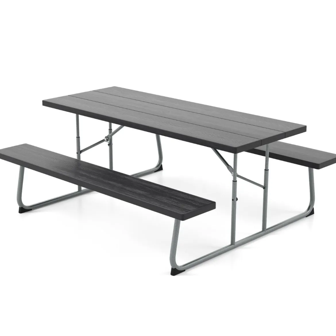 Klappbarer Picknicktisch mit 2 Bänken 183 cm Campingtisch-Set mit Metallrahmen