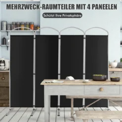 Klappbarer Raumteiler mit 4 Paneelen Trennwand für Zuhause 221 x 51 x 188 cm