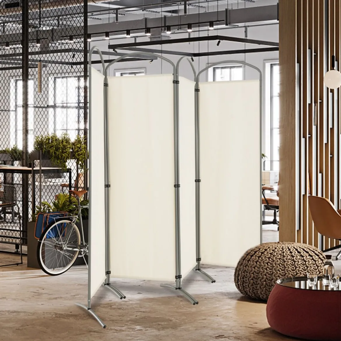 Klappbarer Raumteiler mit 4 Paneelen Trennwand für Zuhause 221 x 51 x 188 cm