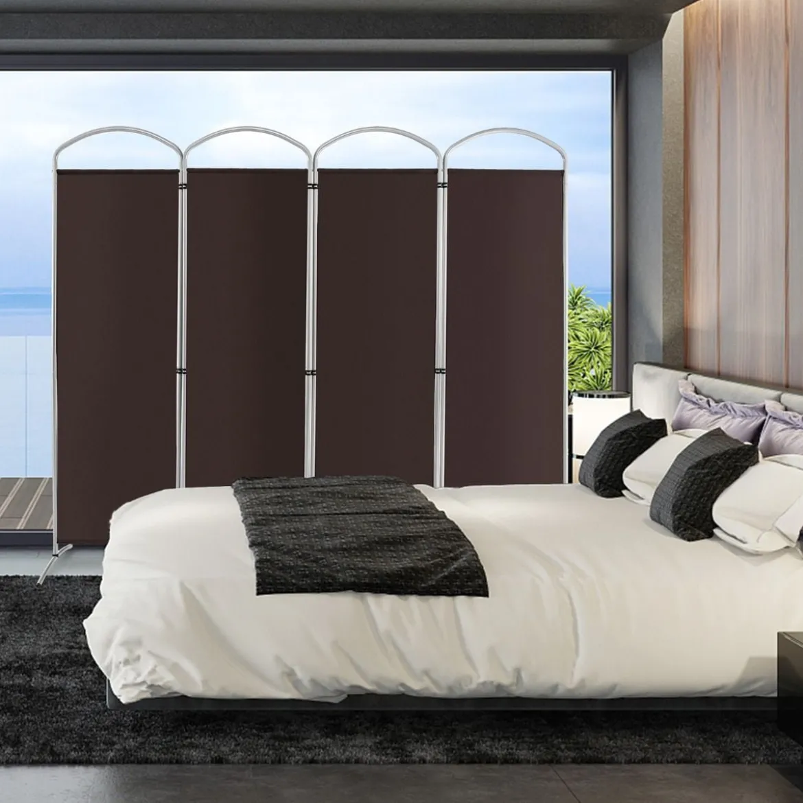 Klappbarer Raumteiler mit 4 Paneelen Trennwand für Zuhause 221 x 51 x 188 cm