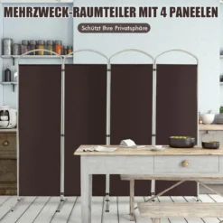 Klappbarer Raumteiler mit 4 Paneelen Trennwand für Zuhause 221 x 51 x 188 cm