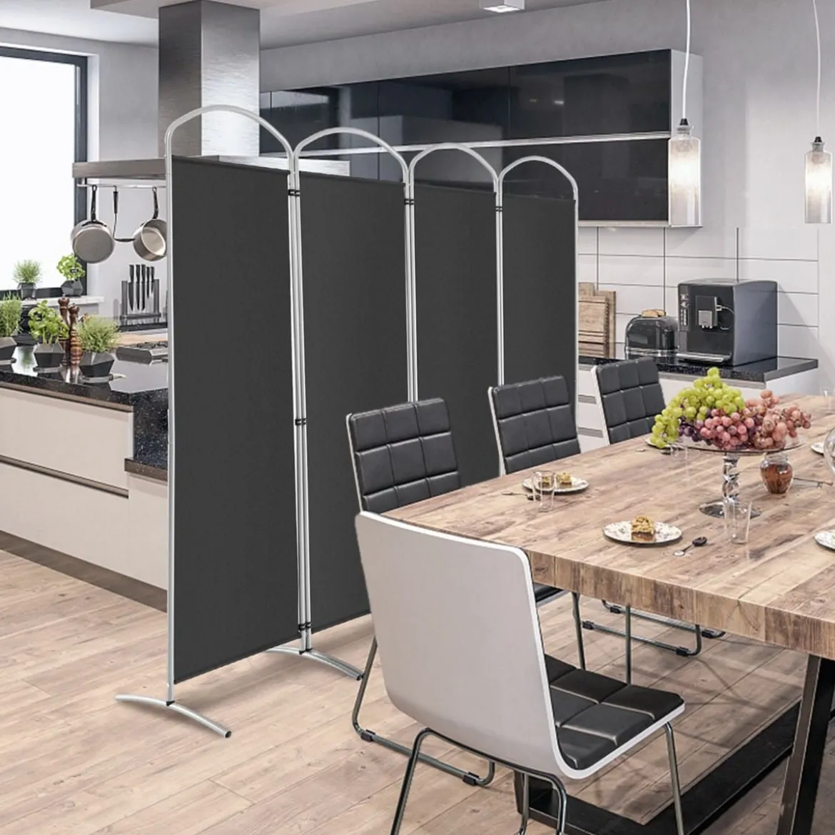 Klappbarer Raumteiler mit 4 Paneelen Trennwand für Zuhause 221 x 51 x 188 cm