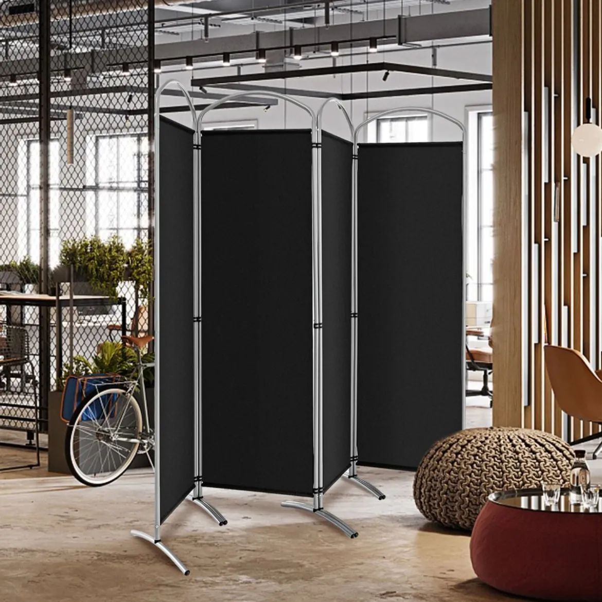Klappbarer Raumteiler mit 4 Paneelen Trennwand für Zuhause 221 x 51 x 188 cm