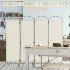 Klappbarer Raumteiler mit 4 Paneelen Trennwand für Zuhause 221 x 51 x 188 cm