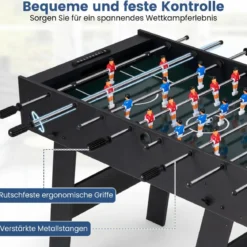 Klappbarer Tischkicker mit 22 Spielfiguren & 2 Bällen & 2 Punktezähler 120 cm Kickertisch Schwarz