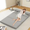 Klappbares Bodensofa 3 in 1 Schlafsofa mit Schlaffunktion und Verstellbarer Rückenlehne Hellgrau