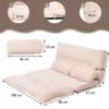 Klappbares Bodensofa Sofabett mit 2 Kissen & Rückenlehne 6-stufig Einstellbares Bodensessel Beige