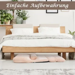 Klappbares Bodensofa Sofabett mit 2 Kissen & Rückenlehne 6-stufig Einstellbares Bodensessel Beige