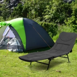 Klappbares Campingbett mit Abnehmbarer Matratze 194 x 66 x 29 cm Grau