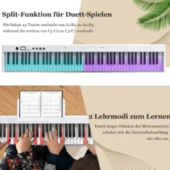 Klappbares E-Keyboard Faltbar mit 88 Beleuchteten Tasten Digitale Keyboard Digitale Keyboard Weiß