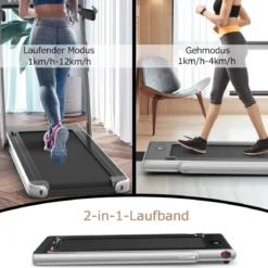 Klappbares 2-in-1-Laufband Heimtrainer mit zwei LED-Anzeigen APP & Fernbedienung Silber