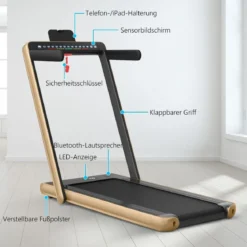 Klappbares 2-in-1-Laufband Heimtrainer mit zwei LED-Anzeigen APP & Fernbedienung Gelb