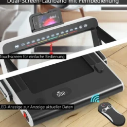 Klappbares 2-in-1-Laufband Leises elektrischer Heimtrainer mit zwei LED-Anzeigen Weiß