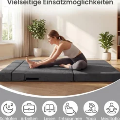 Klappbares Schlafsofa 3 In 1 Chenille 2 Kissen für Wohnzimmer Schlafzimmer Home Office Grau
