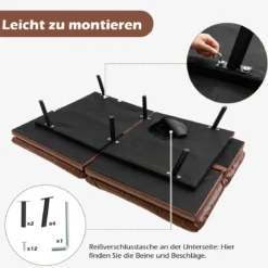 Klappbares Schlafsofa mit Schlaffunktion Schlafcouch mit Verstellbarer Rückenlehne Braun