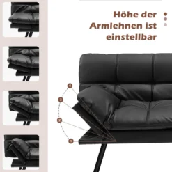 Klappbares Schlafsofa mit Schlaffunktion Schlafcouch mit Verstellbarer Rückenlehne Braun Schwarz