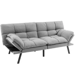 Klappbares Schlafsofa mit Schlaffunktion Schlafcouch mit Verstellbarer Rückenlehne Grau