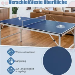 Klappbare Tischtennisplatte mit Netz & 2 Schlägern & Bällen Mini Tischtennistisch Ping Pong Tisch