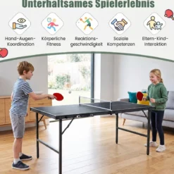 Klappbare Tischtennisplatte mit Netz & 2 Schlägern & Bällen Ping Pong Tisch Schwarz/Blau/Grün