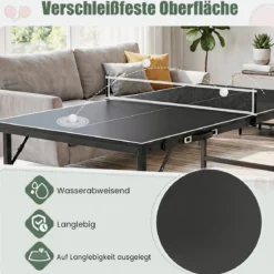 Klappbare Tischtennisplatte mit Netz & 2 Schlägern & Bällen Ping Pong Tisch Schwarz/Blau/Grün