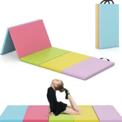 Klappbare Turnmatte aus PU mit Tragegriff Weichbodenmatte Gymnastikmatte Sportmatte Macaron