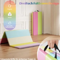 Klappbare Turnmatte aus PU mit Tragegriff Weichbodenmatte Gymnastikmatte Sportmatte 180 x 120 cm