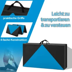Klappbare Weichbodenmatte Tragbar Gymnastikmatte Yogamatte 240 x 117 x 5 cm