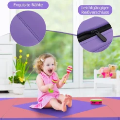 Klappbare Weichbodenmatte Tragbar Gymnastikmatte Yogamatte 240 x 117 x 5 cm