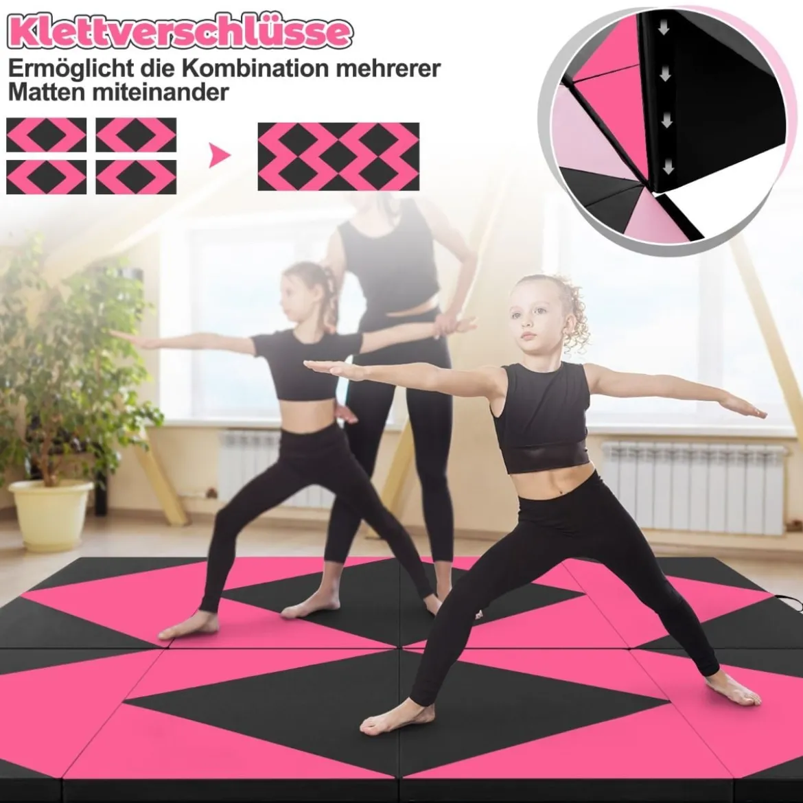 Klappbare Weichbodenmatte Tragbar Gymnastikmatte Yogamatte 240 x 117 x 5 cm