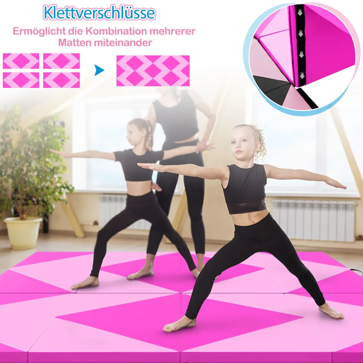 Klappbare Weichbodenmatte Tragbar Gymnastikmatte Yogamatte 240 x 117 x 5 cm