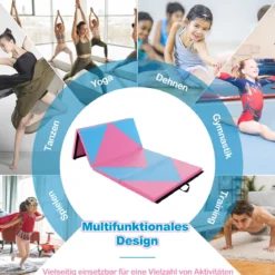 Klappbare Weichbodenmatte Tragbar Gymnastikmatte Yogamatte 240 x 117 x 5 cm