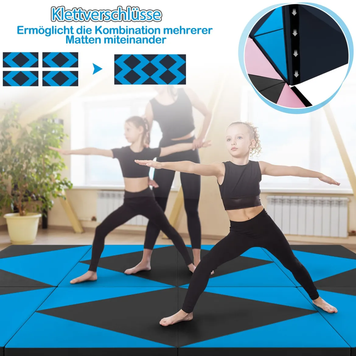 Klappbare Weichbodenmatte Tragbar Gymnastikmatte Yogamatte 240 x 117 x 5 cm